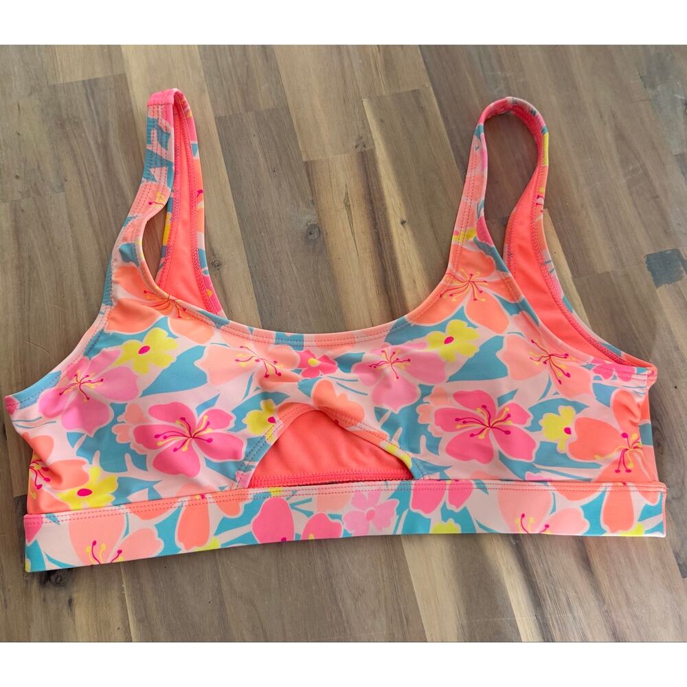 Heat Swimwear Pink Tropical Floral Underboob Swimsuit Bikini Swim Set Size XL - Picture 2 of 10